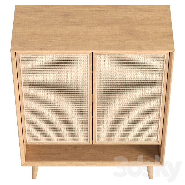 Villey Japandi Natural Shoe Storage Cabinet Rattan 3ds Max - thumbnail 3