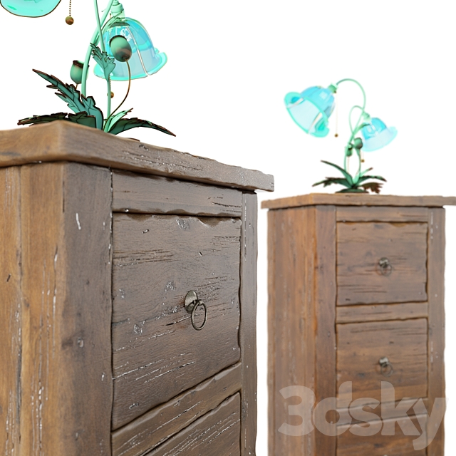 Vintage cabinet with art nouveau lamp 3DSMax File - thumbnail 3