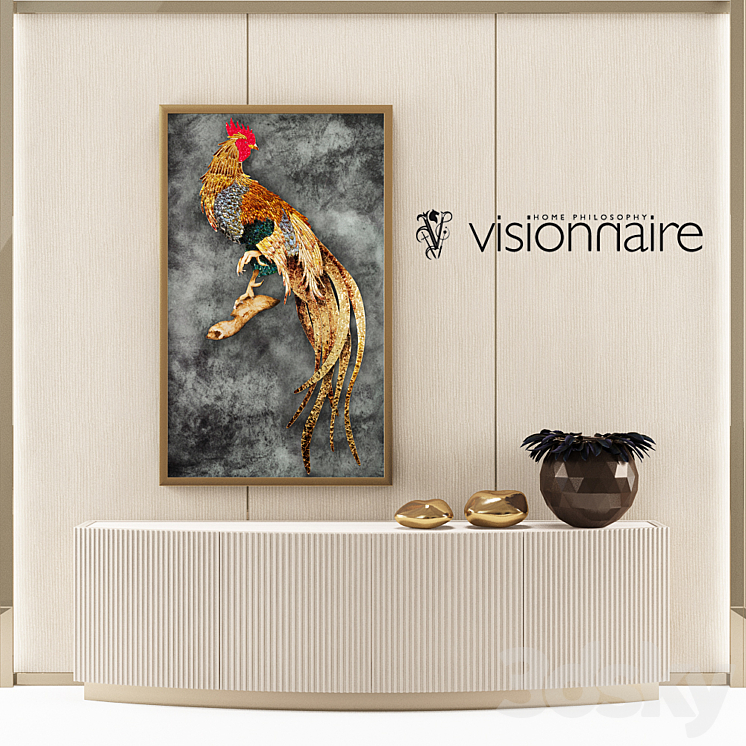 Visionnaire arts set – Rooster and Augustus curved cabinet 3DS Max - thumbnail 1