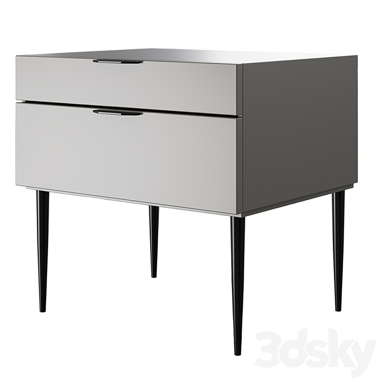 Visney C2 gray bedside table 3DS Max - thumbnail 1