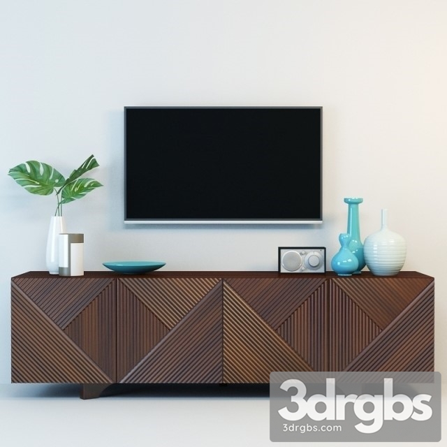 Walnut TV Cabinet 3dsmax Download - thumbnail 1