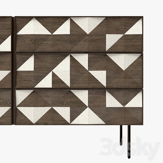 West Elm _ Diamond Rhombus 6-Drawer Dresser 3DS Max Model - thumbnail 2