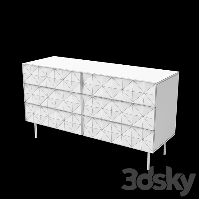 West Elm _ Diamond Rhombus 6-Drawer Dresser 3DS Max Model - thumbnail 3