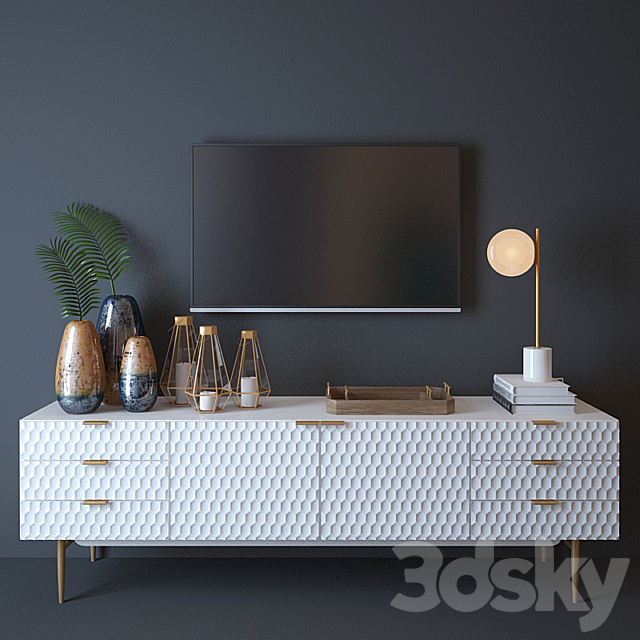 West elm Audrey Media Console 3DS Max Model - thumbnail 1