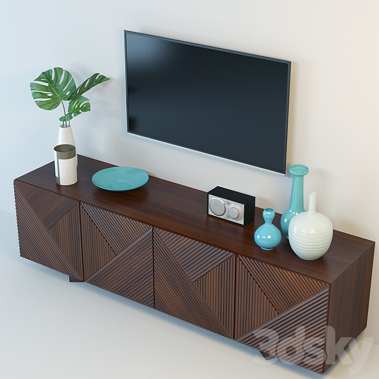 West Elm Media Console 3DS Max - thumbnail 2