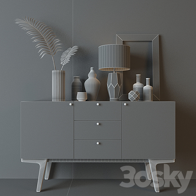 West Elm modern buffet 3DS Max Model - thumbnail 3