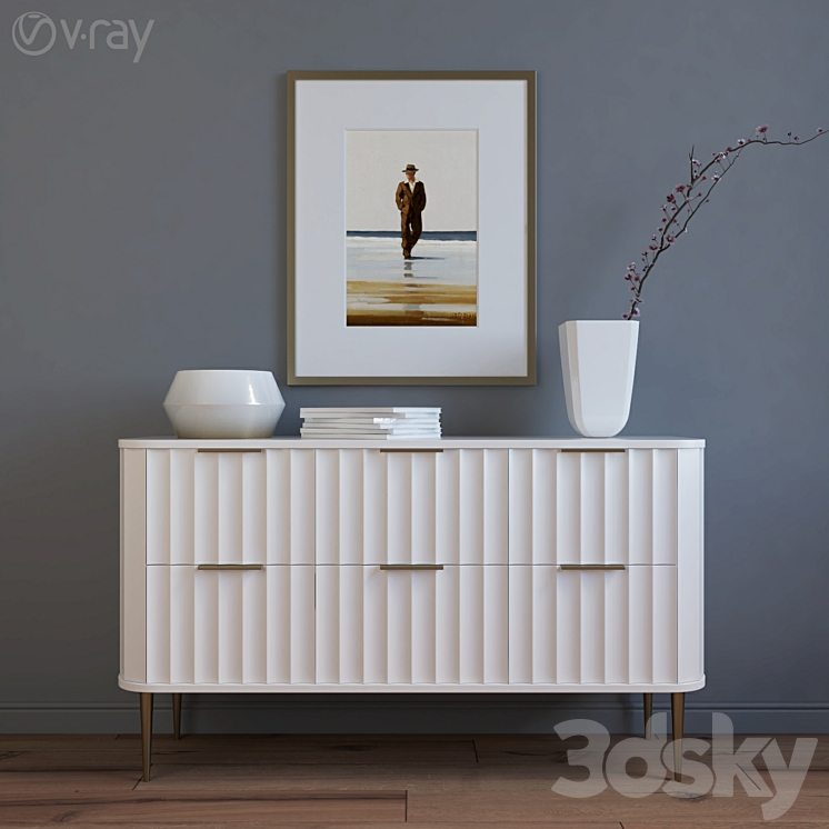 West Elm \/ Vivien 6-Drawer Dresser 3DS Max - thumbnail 1