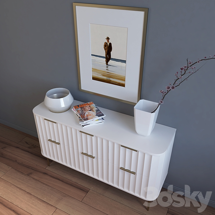 West Elm \/ Vivien 6-Drawer Dresser 3DS Max - thumbnail 2