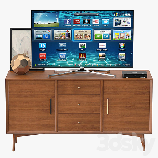 Westelm Century Media Console 57 3DSMax File - thumbnail 1