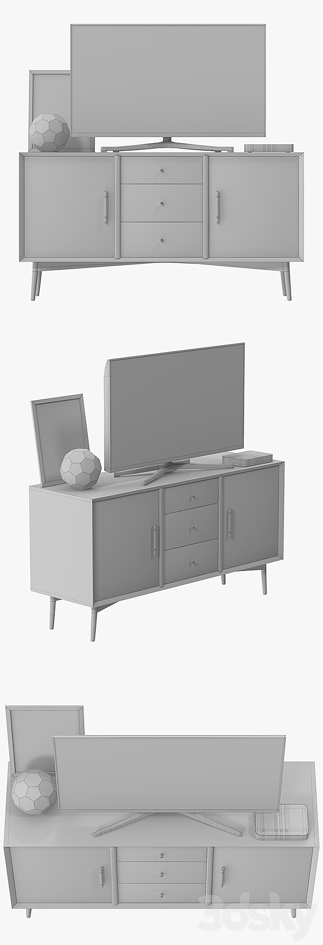 Westelm Century Media Console 57 3DSMax File - thumbnail 3