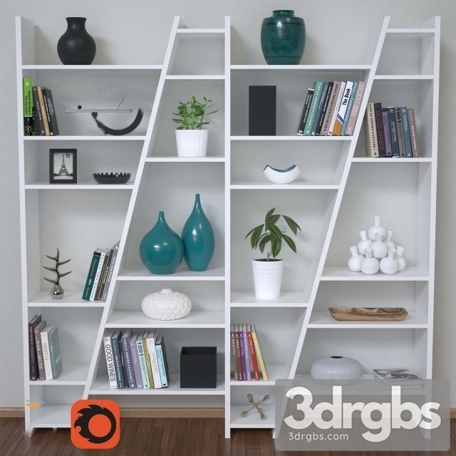 White Bookshelves 3dsmax Download - thumbnail 1