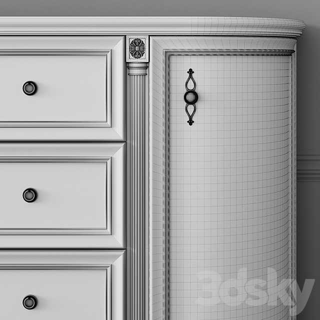 White chest of drawers 3DS Max Model - thumbnail 3