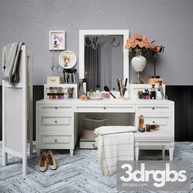 White Dressing Table 3dsmax Download - thumbnail 1