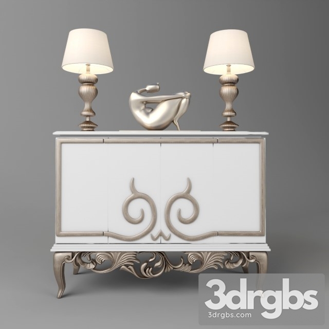 White Neoclassic Sideboard 3dsmax Download - thumbnail 1