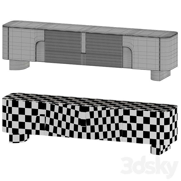 White Stone TV Stand 3DS Max Model - thumbnail 2