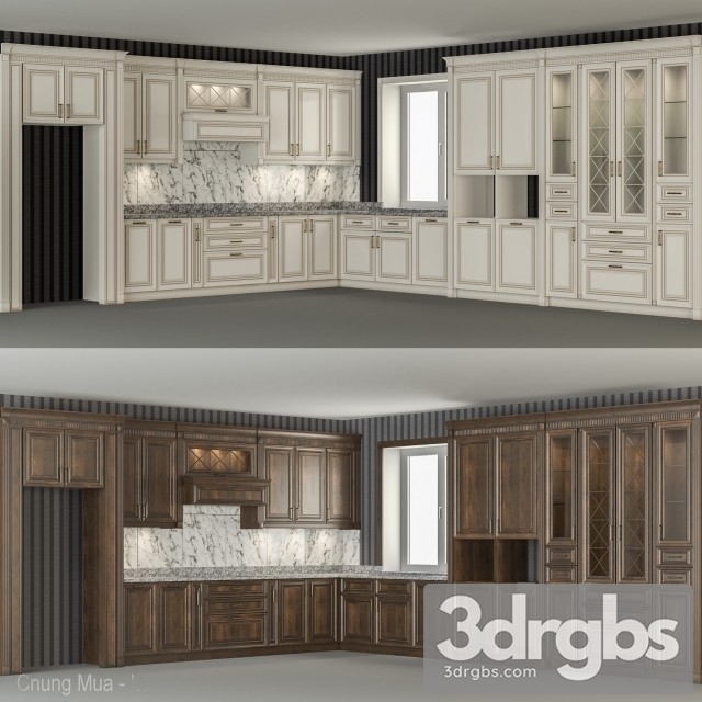 Wood Kitchen Wardrobe 3dsmax Download - thumbnail 1