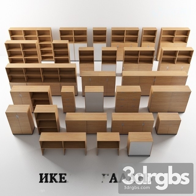 Wood Office Cabinet Set 3dsmax Download - thumbnail 1