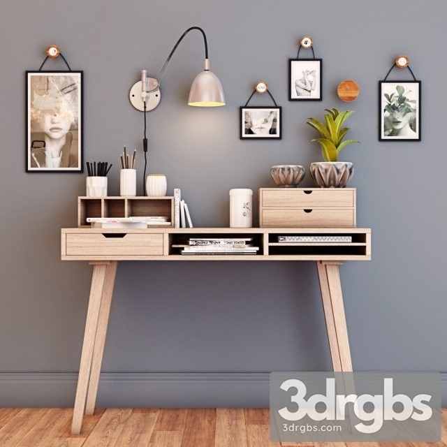 Wooden Desk 3dsmax Download - thumbnail 1