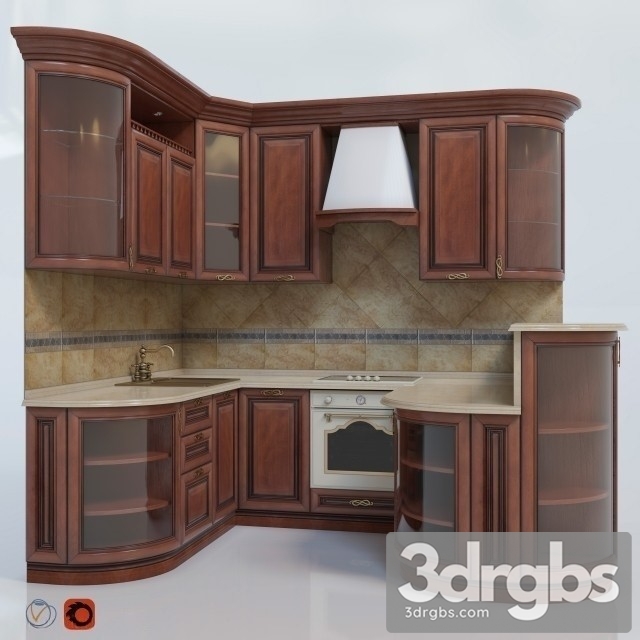 Wooden Klio Kitchen 3dsmax Download - thumbnail 1