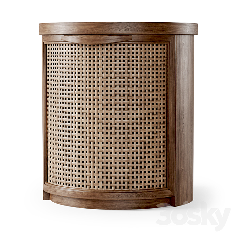 Wooden side table \/ Rattan bedside table 3DS Max Model - thumbnail 3