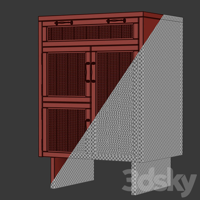 Wooden small cupboard 3DSMax File - thumbnail 4