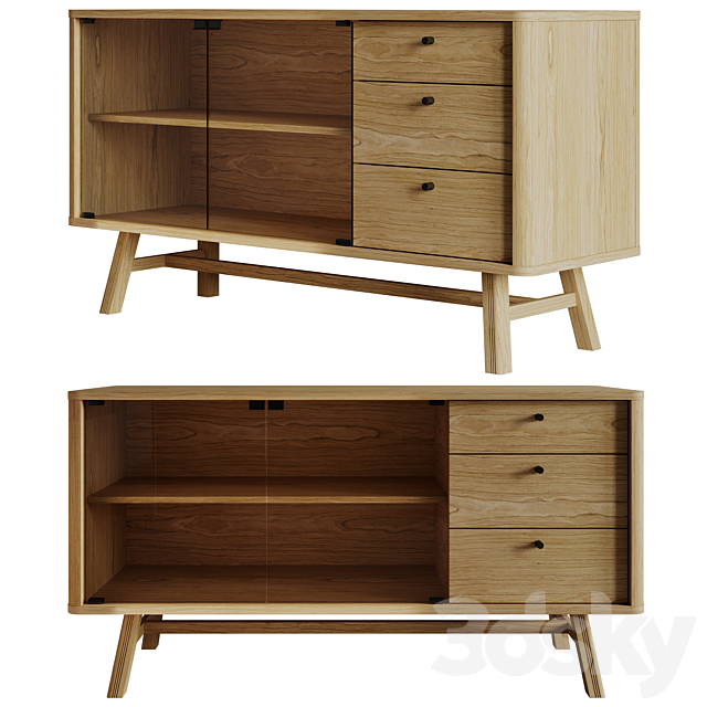 Woodman SKAGEN Sideboard Oak _ Black 3DSMax File - thumbnail 1