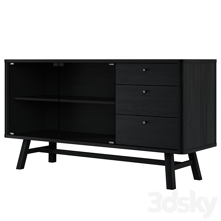 Woodman SKAGEN Sideboard Oak \/ Black 3DS Max Model - thumbnail 2