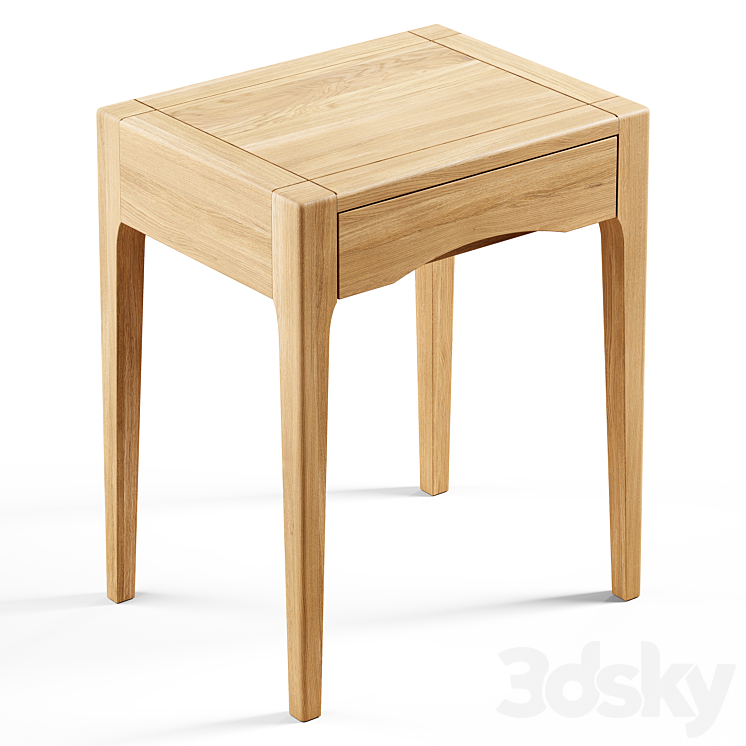 Zara Home – The oak wood bedside table with drawer 3DS Max - thumbnail 1