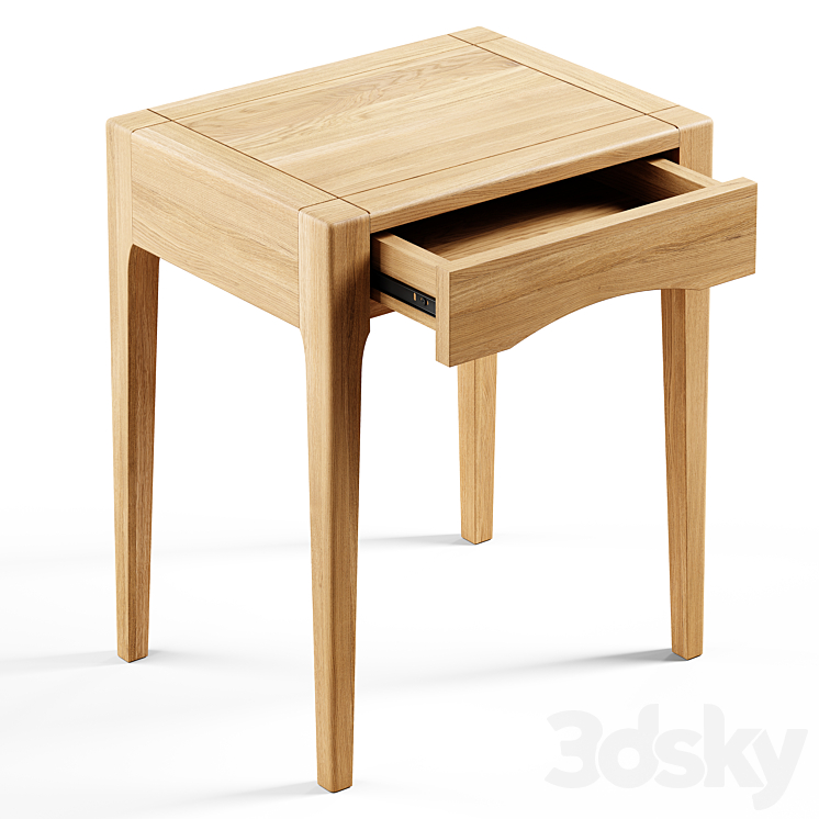 Zara Home – The oak wood bedside table with drawer 3DS Max - thumbnail 2