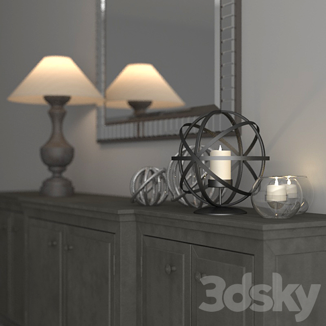 Zinc Media Console with decor 3DSMax File - thumbnail 2