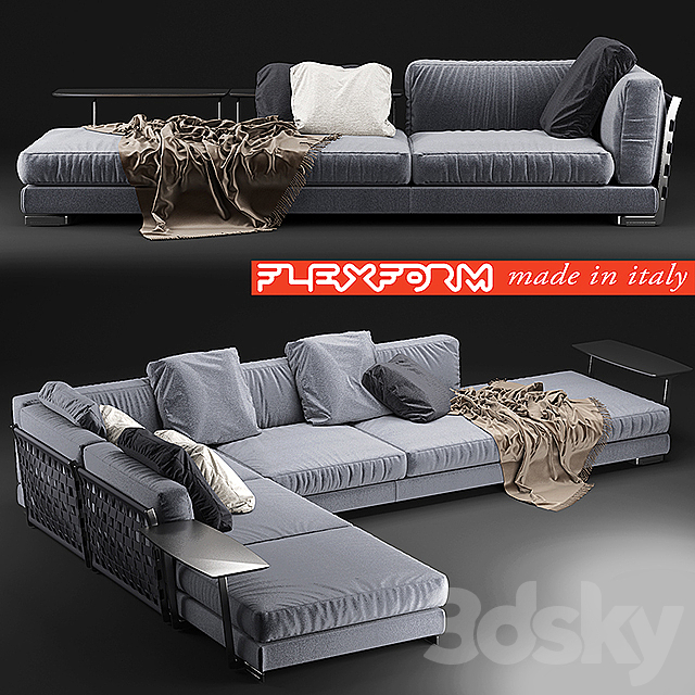 09 Cestone sofa Flexform 3DS Max Model - thumbnail 1