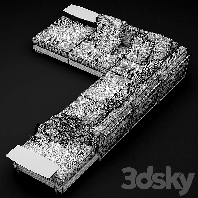 09 Cestone sofa Flexform 3DS Max Model - thumbnail 3