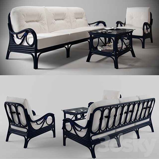 a set of furniture. rattan 3DSMax File - thumbnail 1