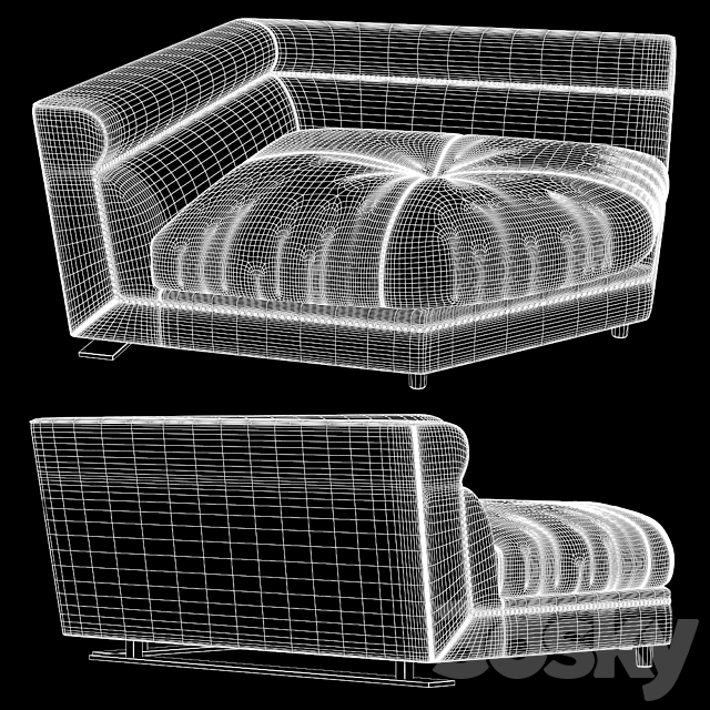 Ansel – Longhi – Sectional Sofa 3DS Max Model - thumbnail 2