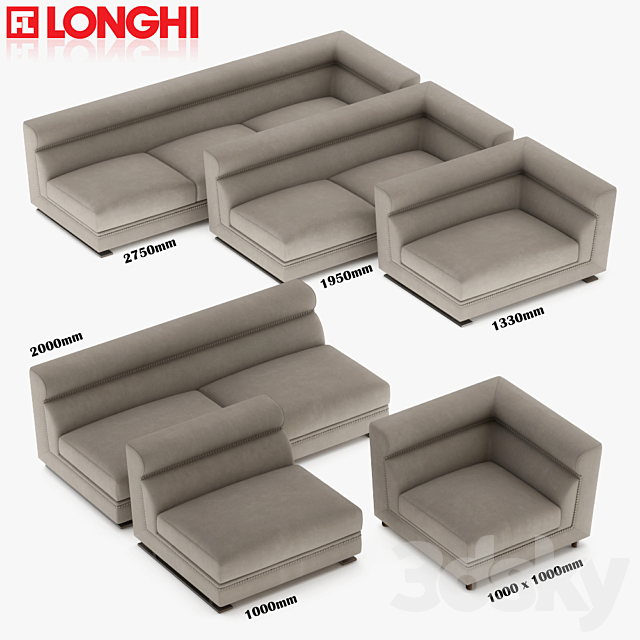 Ansel – Longhi – Sectional Sofa 3DSMax File - thumbnail 1