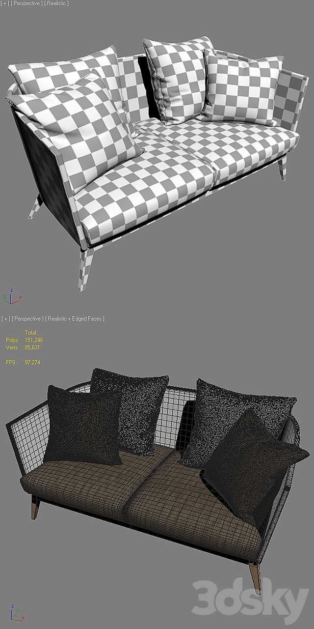 ARC Outdoor 2-Seater Sofa – POINT 3DSMax File - thumbnail 3