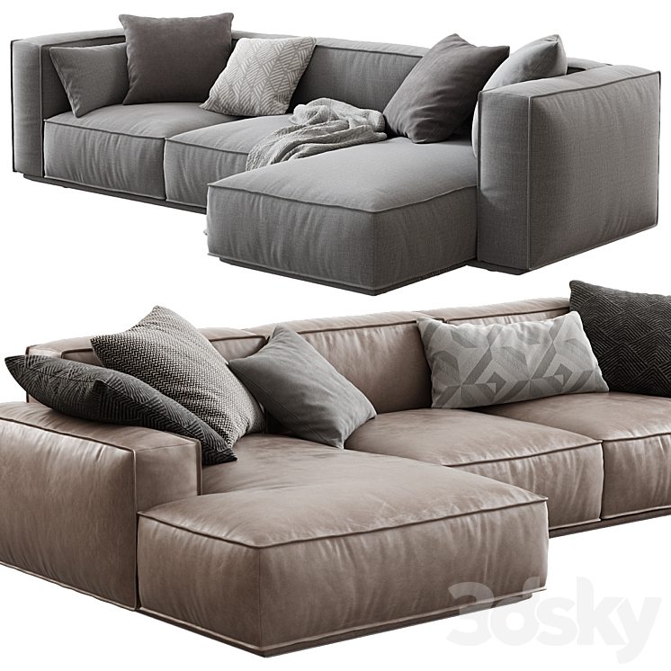 Arflex \/ Marechiaro XIII Sofa Chaise Longue 3DS Max - thumbnail 2