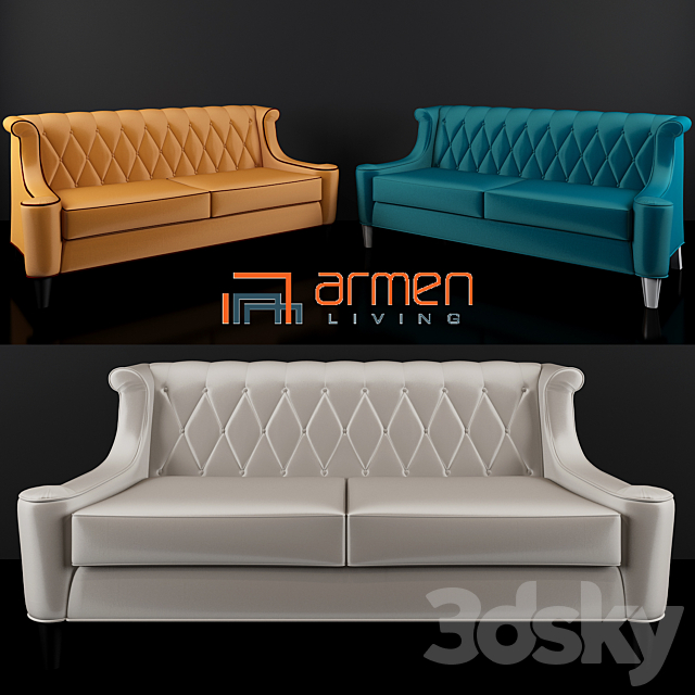 Armen Living Barrister Velvet Sofa 3DS Max Model - thumbnail 1