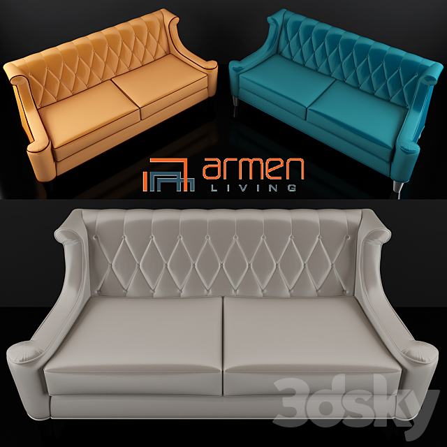 Armen Living Barrister Velvet Sofa 3DS Max Model - thumbnail 2