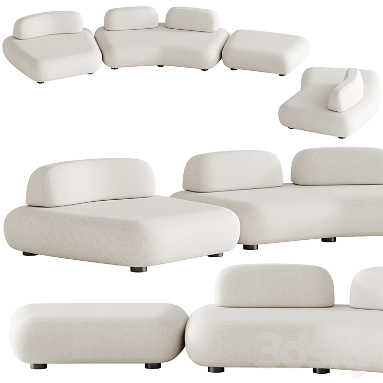 Art nova Curve sofa module 1 3DS Max - thumbnail 1