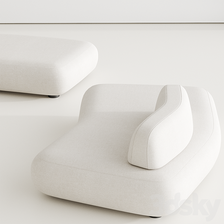 Art nova Curve sofa module 1 3DS Max - thumbnail 2