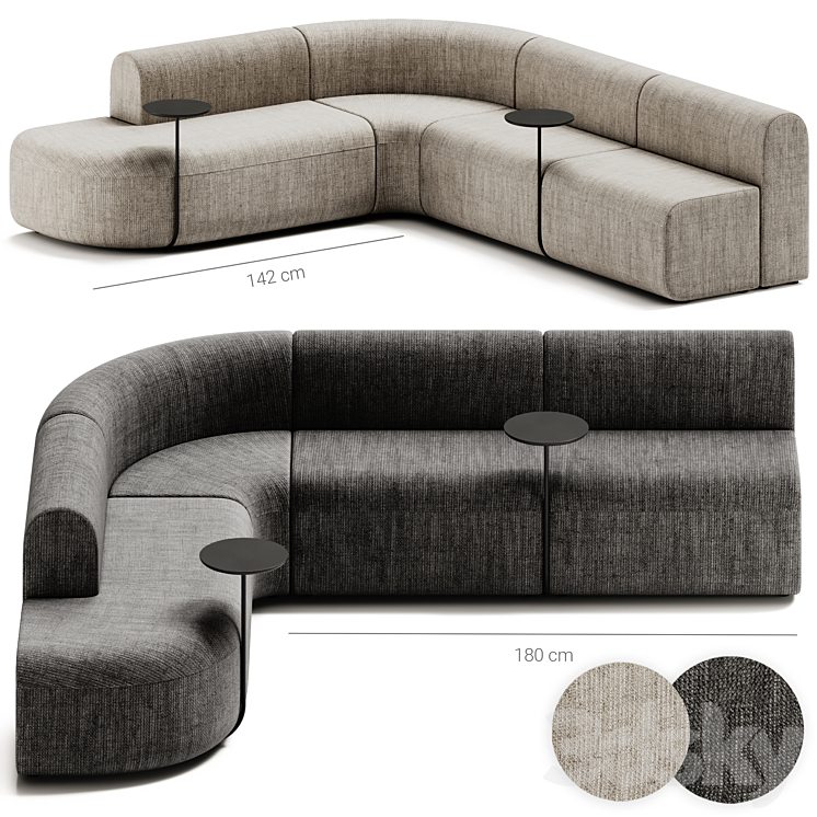 ARTIKO Sectional modular fabric sofa AT 16 by MDD 3DS Max - thumbnail 1