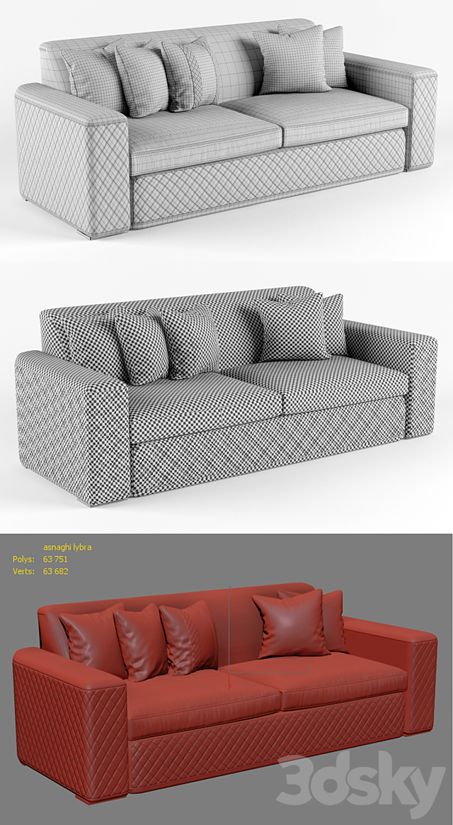 asnaghi lybra sofa 3DS Max Model - thumbnail 3