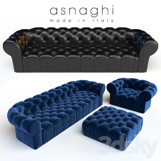 Asnaghi Magnum sofa & armchair & pouf 3DSMax File - thumbnail 1