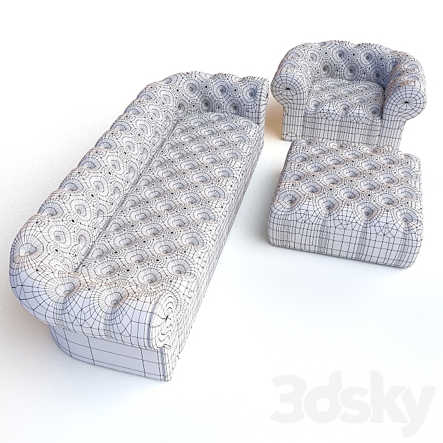 Asnaghi Magnum sofa & armchair & pouf 3DSMax File - thumbnail 3