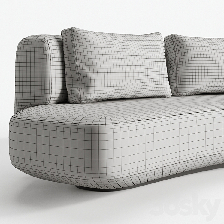 Audrey sofa 270 by Gallotti Radice 3DS Max Model - thumbnail 2