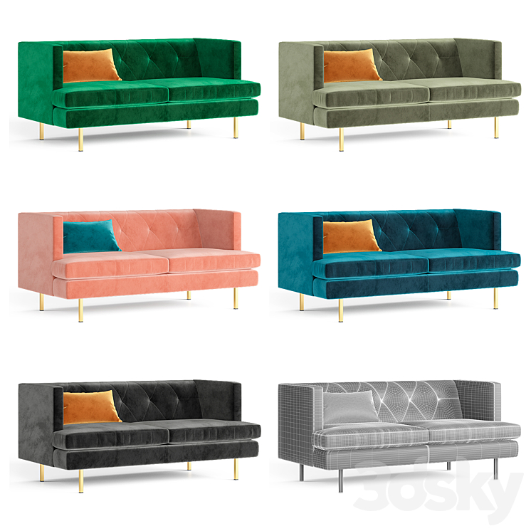 Avec sofa CB2 3DS Max Model - thumbnail 2