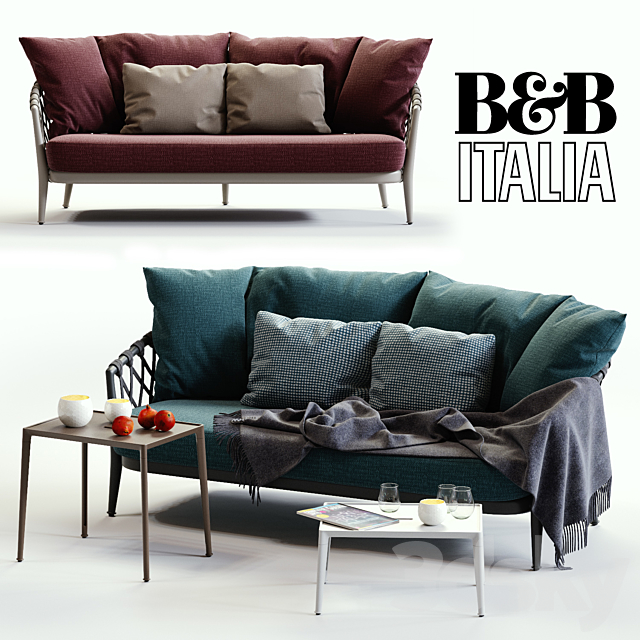 B & B Italia ERICA Blue & Red Sofa 3DSMax File - thumbnail 1