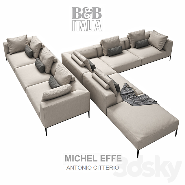 B & B ITALIA MICHEL EFFE 2 sofas 3DSMax File - thumbnail 1