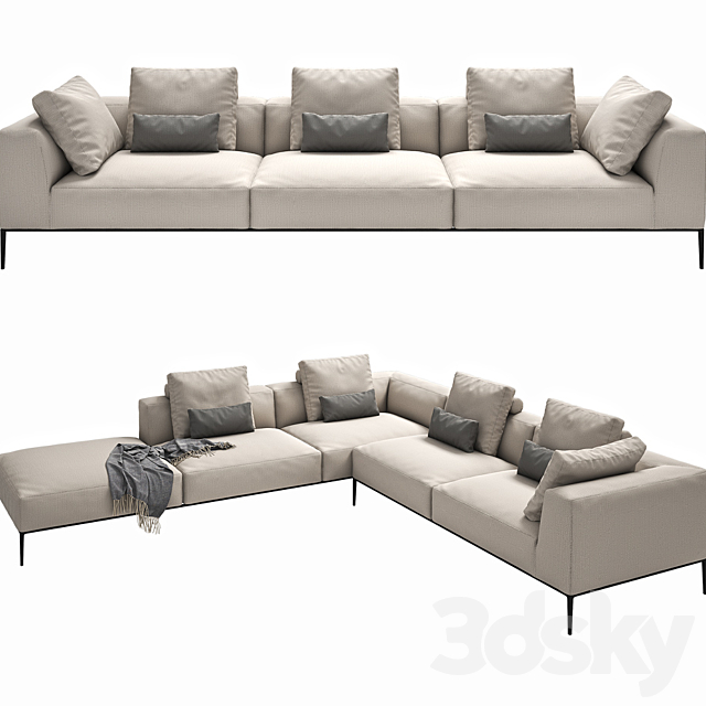 B & B ITALIA MICHEL EFFE 2 sofas 3DSMax File - thumbnail 2